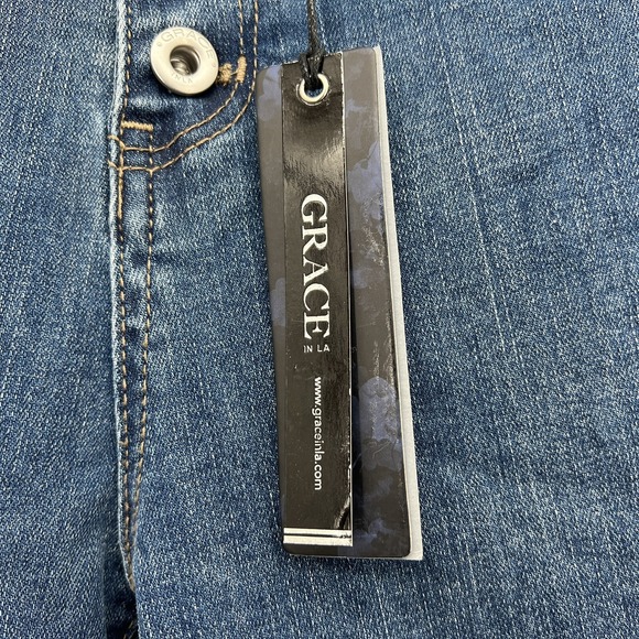 NWT GRACE in LA Women's Flare Leg Buttons High Rise Stretch Blue Denim Jeans 26 - Picture 11 of 16